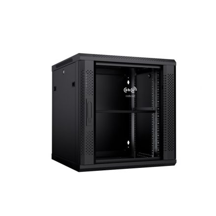 Cabcoil Шкаф настенный 19", 12u 600x450x635, дверь стекло в металлической раме, цвет черный