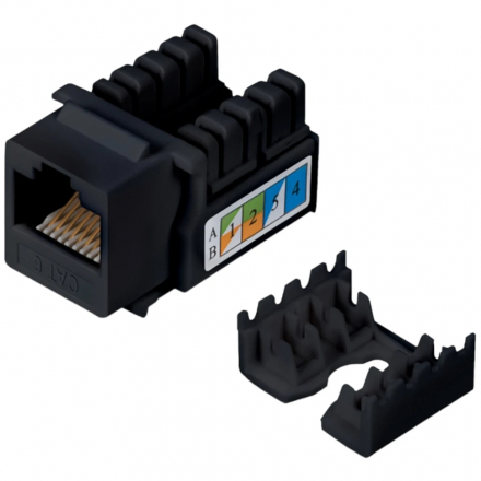 Cabcoil Модуль Keystone (Keystone Jack) RJ-45, категория 6, угол 90 градусов, черный