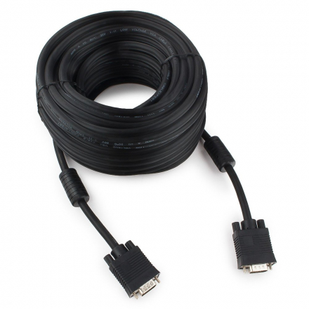 Кабель VGA Premium Cablexpert CC-PPVGA-20M-B, 15M/15M, 20м, черный, двойной экран, феррит.кольца, пакет