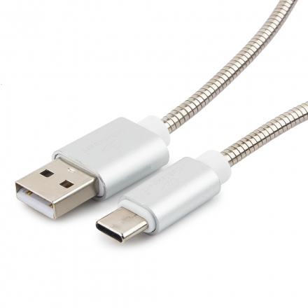 Кабель USB 2.0 Cablexpert CC-G-USBC02S-1.8M, AM/Type-C, серия Gold, длина 1.8м, серебро, блистер