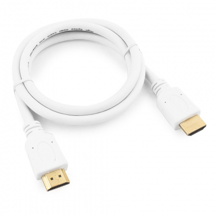 Кабель HDMI Cablexpert CC-HDMI4-W-1M, 1м, v2.0, 19M/19M, белый, позол.разъемы, экран, пакет