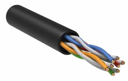 Витая пара U/UTP кат.5E 4х2х24AWG solid LDPE 1м черный (100м/бухта) ITK LC3-C5E04-139-100