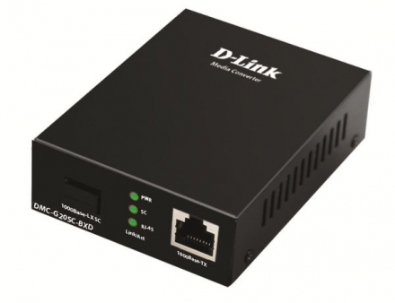 D-Link DMC-G20SC-BXD/A1A WDM медиаконвертер с 1 портом 100/1000Base-T и 1 портом 1000Base-LX с разъемом SC (Tx: 1550 мкм; Rx: 1310 мкм) для одномодового оптического кабеля (до 20 км)