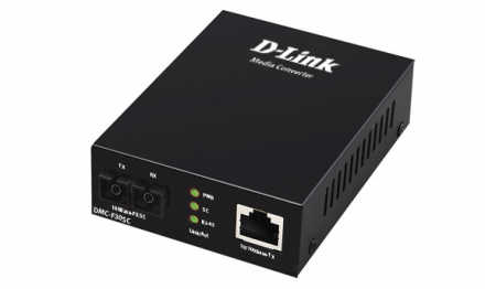 D-Link DMC-F30SC/B1A Медиаконвертер с 1 портом 10/100Base-TX и 1 портом 100Base-FX с разъемом SC для одномодового оптического кабеля (до 30 км)