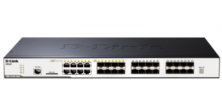 D-Link DGS-3120-24SC/B1ARI PROJ Управляемый коммутатор 3 уровня с 16 портами 100/1000Base-X SFP, 8 комбо-портами 100/1000Base-T/SFP, 2 портами 10GBase-CX4 и программным обеспечением Routed Image (RI)