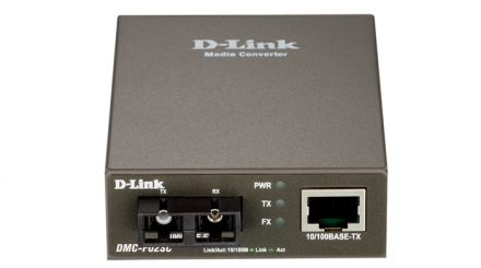 D-Link DMC-F02SC Медиаконвертер с 1 портом 10/100Base-TX и 1 портом 100Base-FX с разъемом SC для многомодового оптического кабеля (до 2 км)