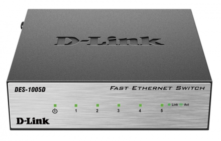 D-Link DES-1005D Неуправляемый коммутатор с 5 портами 10/100BASE-TX