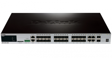 D-Link DGS-3420-26SC Управляемый стекируемый коммутатор уровня 2+ с 20 портами 100/1000Base-X SFP, 4 комбо-портами 100/1000Base-T/SFP и 2 портами 10GBase-X SFP+