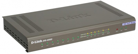 D-Link DVG-6008S Голосовой шлюз с 8 FXO-портами, 1 WAN-портом 10/100Base-TX и 4 LAN-портами 10/100Base-TX