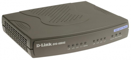 D-Link DVG-6004S Голосовой шлюз с 4 FXO-портами, 1 WAN-портом 10/100Base-TX и 4 LAN-портами 10/100Base-TX