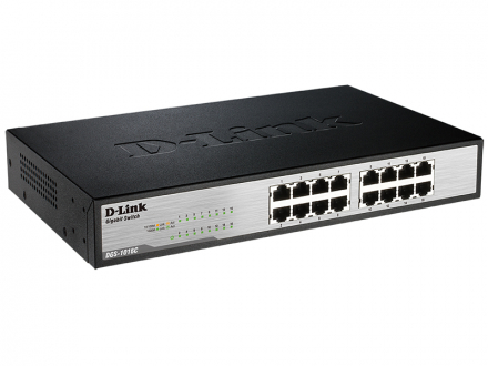 D-Link DGS-1016C Неуправляемый коммутатор с 16 портами 10/100/1000Base-T, функцией энергосбережения и поддержкой QoS