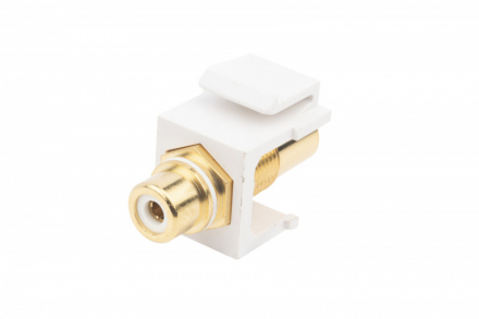 Hyperline KJ1-RCA/WH-HG-WH Вставка формата Keystone Jack с проходным адаптером RCA (белый), Hex. type, gold plated, ROHS, белая