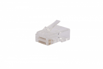 Hyperline PLEZ-8P8C-U-C5-100 Разъем легкой оконцовки RJ-45 (8P8C) под витую пару, категория 5e (50 µ"/ 50 микродюймов), универсальный (для одножильного и многожильного кабеля) (100 шт.)