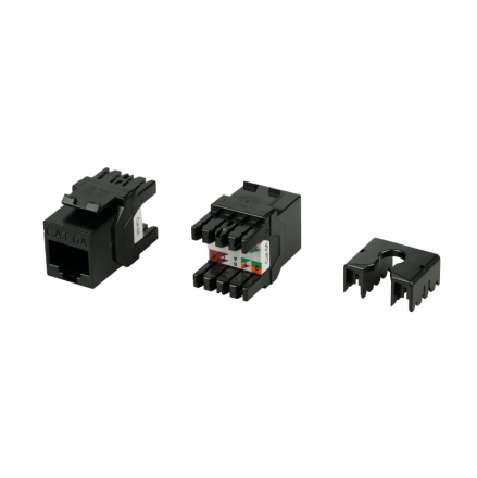 Hyperline KJ8-8P8C-C6A-180-BK Вставка Keystone Jack RJ-45(8P8C), категория 6a (10G), тип 180 градусов, черная