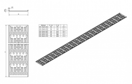 Hyperline CDV-150x9-27U-RAL9005 Перфорированный вертикальный кабельный организатор-лоток 150х9 мм, высотой 1201 мм, для шкафа серии TTR, TTB, для шкафа высотой 27U, черный