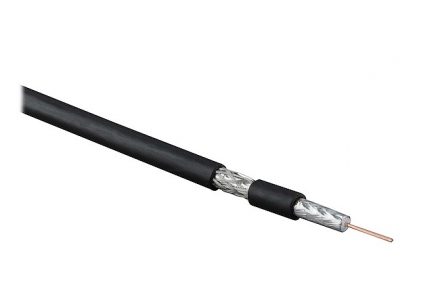 Hyperline COAX-RG6-LSZH-100 (100 м) Кабель коаксиальный RG-6, 75 Ом (ТВ, SAT, CATV), однопроволочная жила 18 AWG, 1.02 мм, омедненная сталь, экран оплетка (60%) и фольга, внешний диаметр 6.9 мм, LSZH, -40°C – +75°C, черный