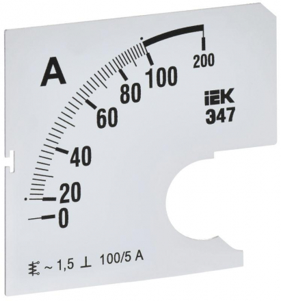Шкала сменная для амперметра Э47 100/5А-1.5 72х72мм IEK IPA10D-SC-0100
